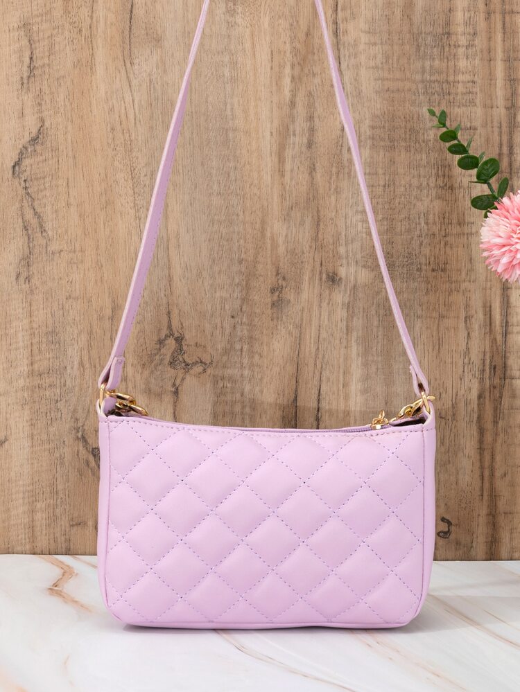 迷你衍縫鏈條裝飾方包 - 紫色 - 查看 2