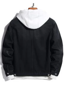 Manfinity Homme Men Cotton 1pc Flap Pocket Denim Jacket - Black - View 2