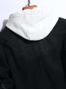 Manfinity Homme Men Cotton 1pc Flap Pocket Denim Jacket - Black - View 3