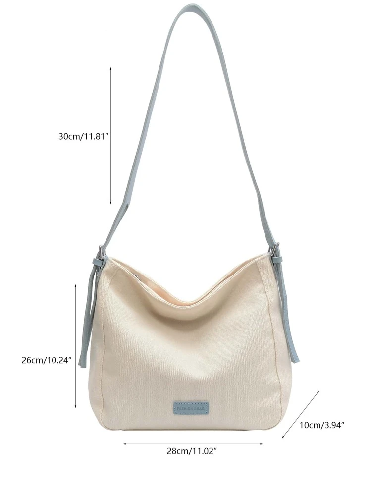 Fashionable Casual Color-Blocked Canvas Lady Shoulder Bag - Multicolor - View 3
