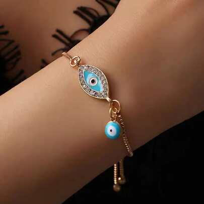 Rhinestone & Eye Decor Bracelet