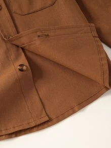 Áo sơ mi bé trai Túi Nút phía trước Lá thư Giải trí - màu nâu - Xem 4