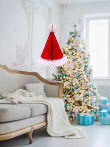 1pc Christmas Hat Design Tissue Pom Pom - Multicolor - View 2