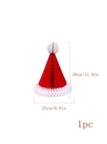 1pc Christmas Hat Design Tissue Pom Pom - Multicolor - View 3