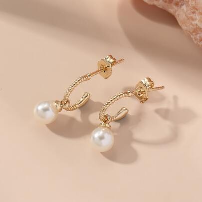 Faux Pearl Decor Earrings
