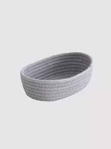 1pc Plain Woven Desktop Basket - Grey - View 3