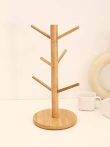 1 pieza Estante de almacenaje de taza de bambú