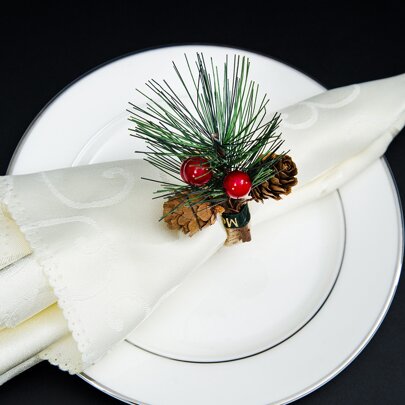 1pc Christmas Pine Cone Decor Napkin Ring