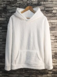 Manfinity Hypemode Oversize Men's Drop Shoulder Teddy Hoodie - White - View 2