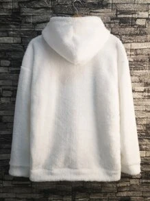 Manfinity Hypemode Oversize Men's Drop Shoulder Teddy Hoodie - White - View 3