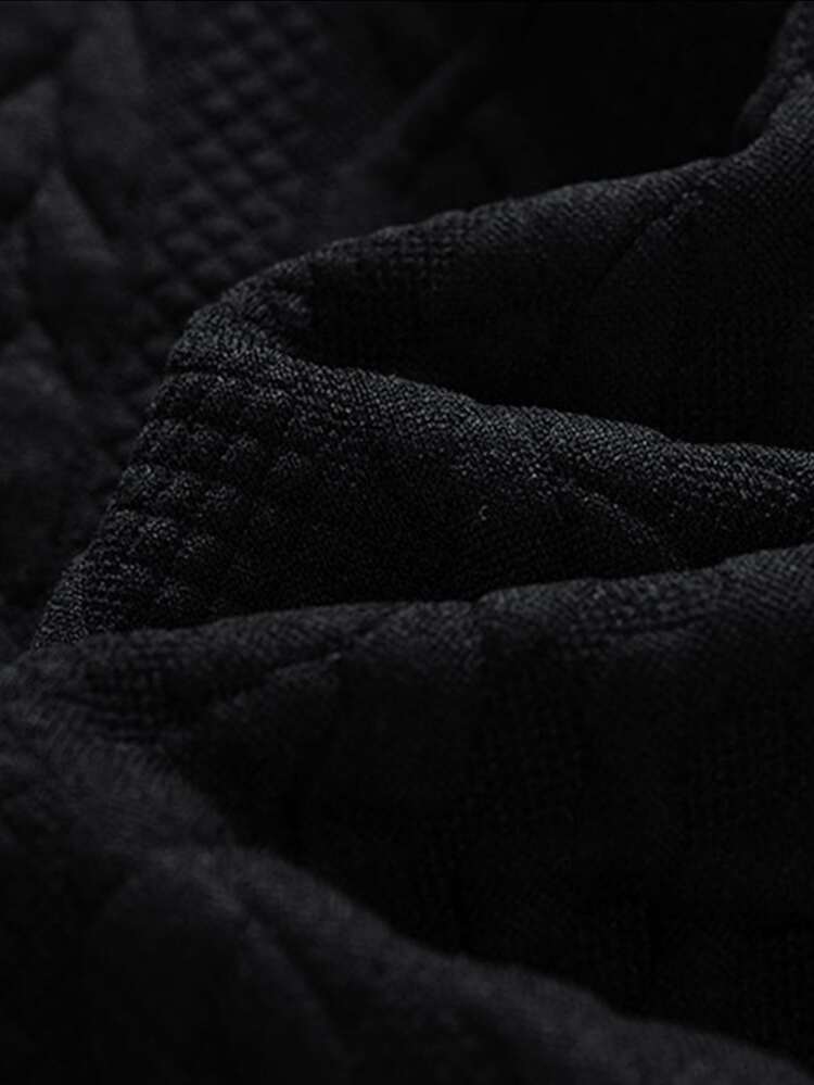 Claim Dot 1件寬鬆版型男士有字眼拼接的鬆緊毛衣,垂墜式肩設計,表現出有幾何圖案 - 黑色 - 查看 4