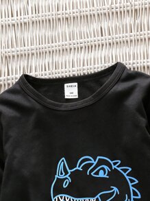 SHEIN Toddler Boys Dinosaur Print Tee - Black - View 4