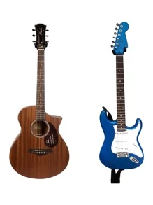 1pc Wall Mounted Guitar Holder, Black Guitar Rack For Home - Black - View 4