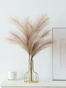 3pcs 4 Branches Faux Pampas Grass 19.7'' Artificial Reeds Fluffy Artificial Fake Flower Boho Decor For Wedding Party Decoration, Home Living Room Bedroom Decor, Vase Arrangement, DIY Photoshoot Props, Valentine Day, Gift Gifts Birthday Graduation - Brown - View 1