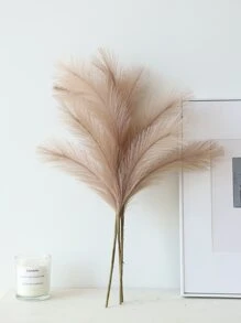 3pcs 4 Branches Faux Pampas Grass 19.7'' Artificial Reeds Fluffy Artificial Fake Flower Boho Decor For Wedding Party Decoration, Home Living Room Bedroom Decor, Vase Arrangement, DIY Photoshoot Props, Valentine Day, Gift Gifts Birthday Graduation - Brown - View 2