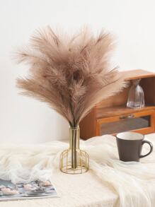 3pcs 4 Branches Faux Pampas Grass 19.7'' Artificial Reeds Fluffy Artificial Fake Flower Boho Decor For Wedding Party Decoration, Home Living Room Bedroom Decor, Vase Arrangement, DIY Photoshoot Props, Valentine Day, Gift Gifts Birthday Graduation - Brown - View 4