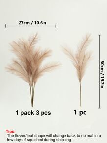 3pcs 4 Branches Faux Pampas Grass 19.7'' Artificial Reeds Fluffy Artificial Fake Flower Boho Decor For Wedding Party Decoration, Home Living Room Bedroom Decor, Vase Arrangement, DIY Photoshoot Props, Valentine Day, Gift Gifts Birthday Graduation - Brown - View 6