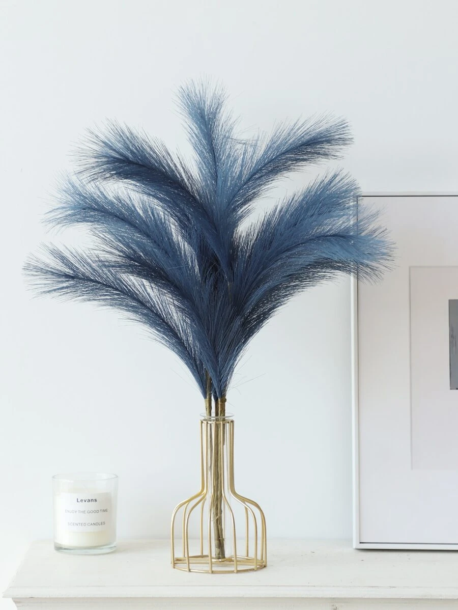 3件装人造植物，蓝色仿芦苇，家居装饰 - 藍色 - 查看 1