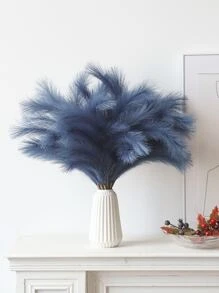 3件装人造植物，蓝色仿芦苇，家居装饰 - 藍色 - 查看 3