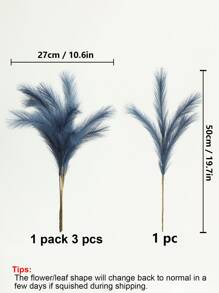 3件装人造植物，蓝色仿芦苇，家居装饰 - 藍色 - 查看 6