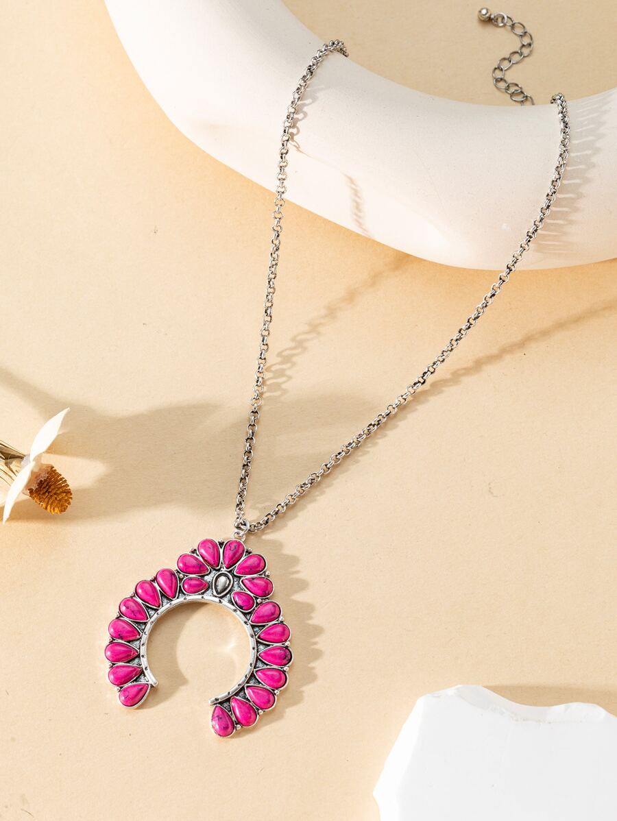 幾何裝飾吊墜項鍊 - 彩色 - 查看 1