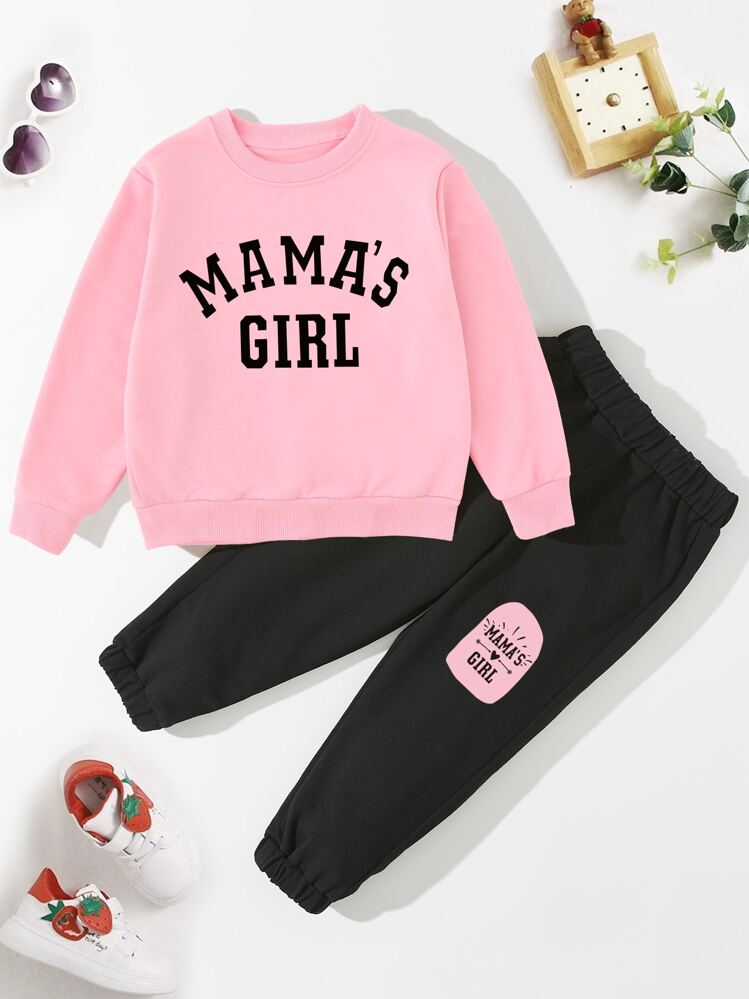 Cô Gái Trẻ 1 Miếng Đồ họa Chữ cái Áo chui đầu và quần thể thao - Nhiều màu - Xem 1