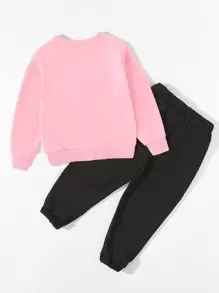 Cô Gái Trẻ 1 Miếng Đồ họa Chữ cái Áo chui đầu và quần thể thao - Nhiều màu - Xem 2