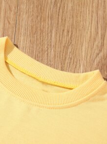 Toddler Girls Slogan Graphic Pullover - Yellow - View 3