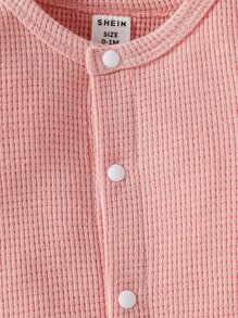 Newborn Baby Boy Contrast Trim Button Front Jumpsuit - Baby Pink - View 5