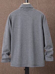 Boys Striped High Neck Tee - Dark Grey - View 2
