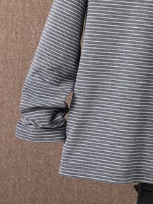 Boys Striped High Neck Tee - Dark Grey - View 4