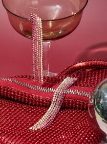 SHEIN Belle 水鑽流蘇耳墜 - 彩色 - 查看 1