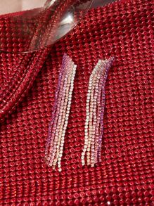 SHEIN Belle 水鑽流蘇耳墜 - 彩色 - 查看 3