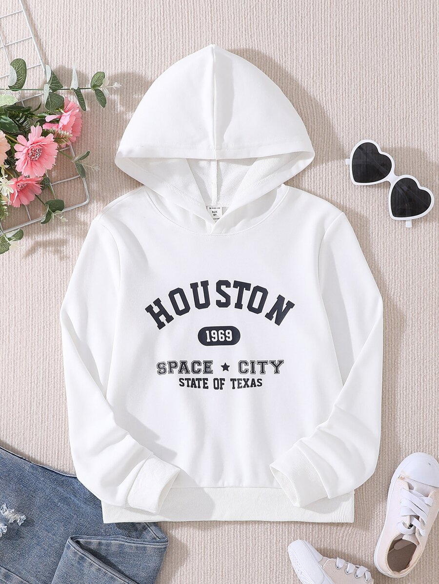 Tween Girl 1pc Letter Graphic Sweatshirt - White - View 1