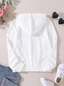 Tween Girl 1pc Letter Graphic Sweatshirt - White - View 2