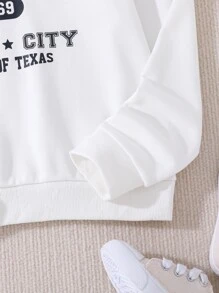 Tween Girl 1pc Letter Graphic Sweatshirt - White - View 3