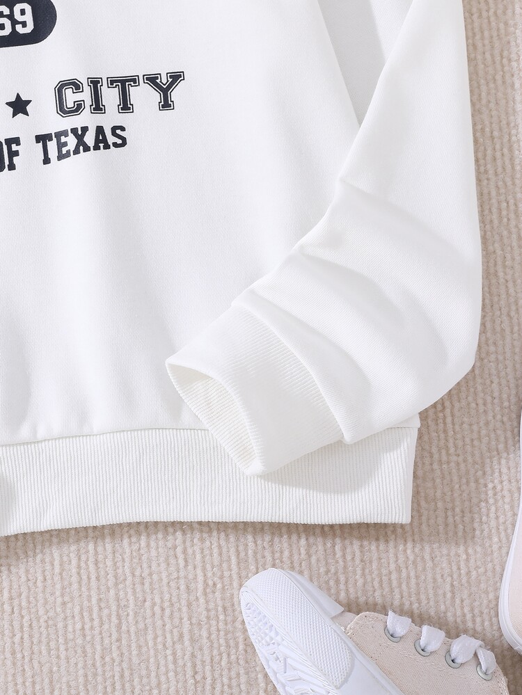 Tween Girl 1pc Letter Graphic Sweatshirt - White - View 3