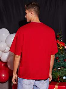 Manfinity Men Christmas Cartoon Graphic Tee - Red - View 2