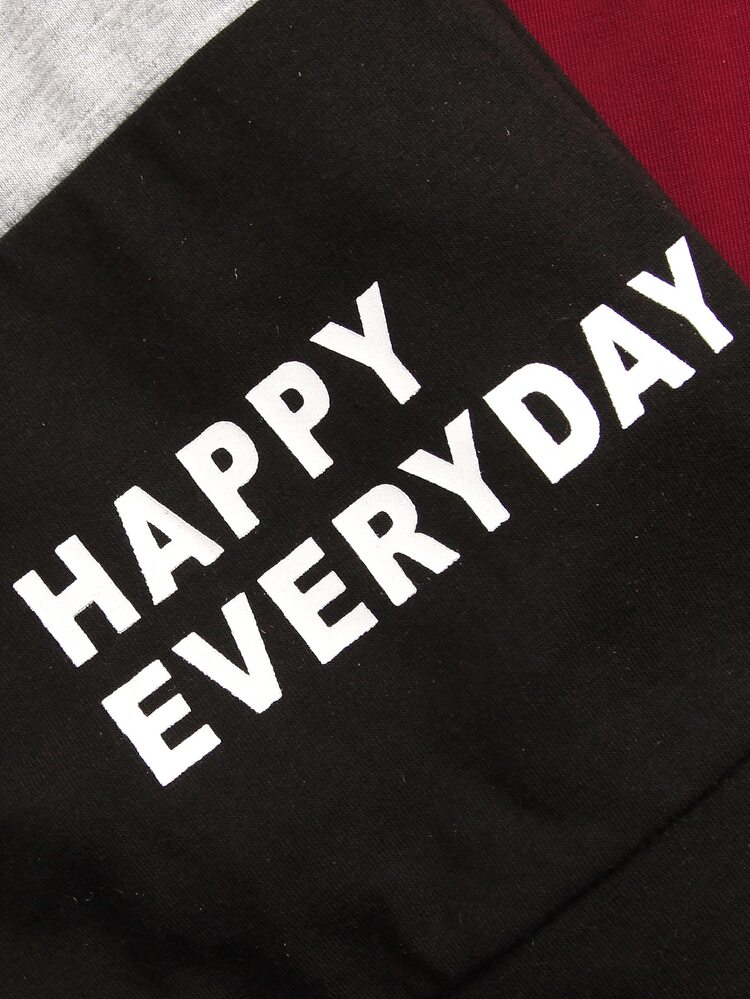 เด็กผู้ชาย เสื้อสวมหัว บล็อคสี พิมพ์ สโลแกน & กางเกงวอร์ม - มัลติคัลเลอร์ - ดู 4