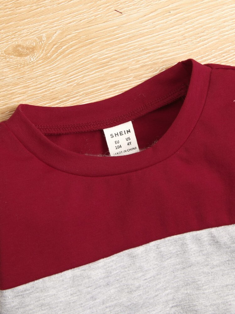 เด็กผู้ชาย เสื้อสวมหัว บล็อคสี พิมพ์ สโลแกน & กางเกงวอร์ม - มัลติคัลเลอร์ - ดู 5