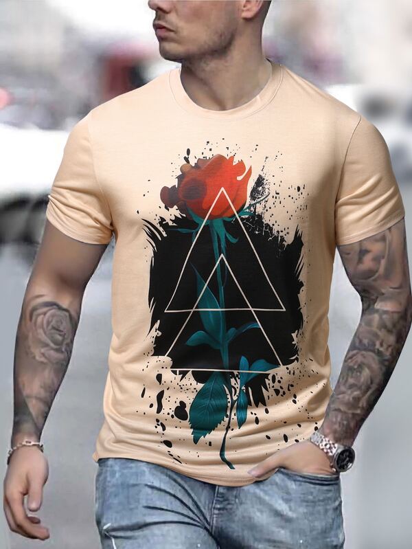 Manfinity Homme uomo Maglietta con stampa floreale e geo