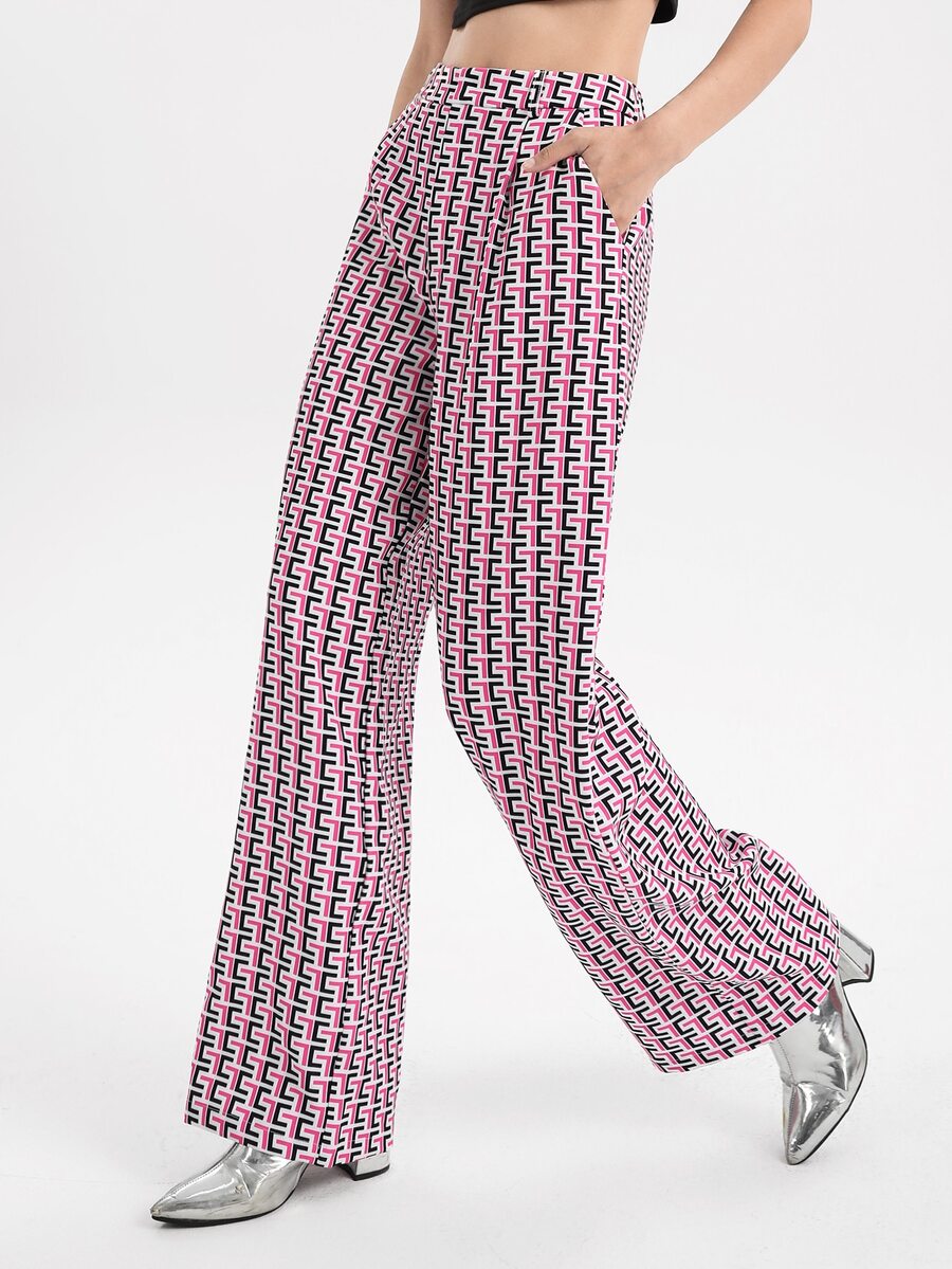 THE CELEBI Geo Print Wide Leg Trousers - Multicolor - View 1
