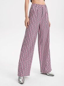 THE CELEBI Geo Print Wide Leg Trousers - Multicolor - View 3