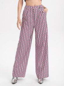 THE CELEBI Geo Print Wide Leg Trousers - Multicolor - View 4