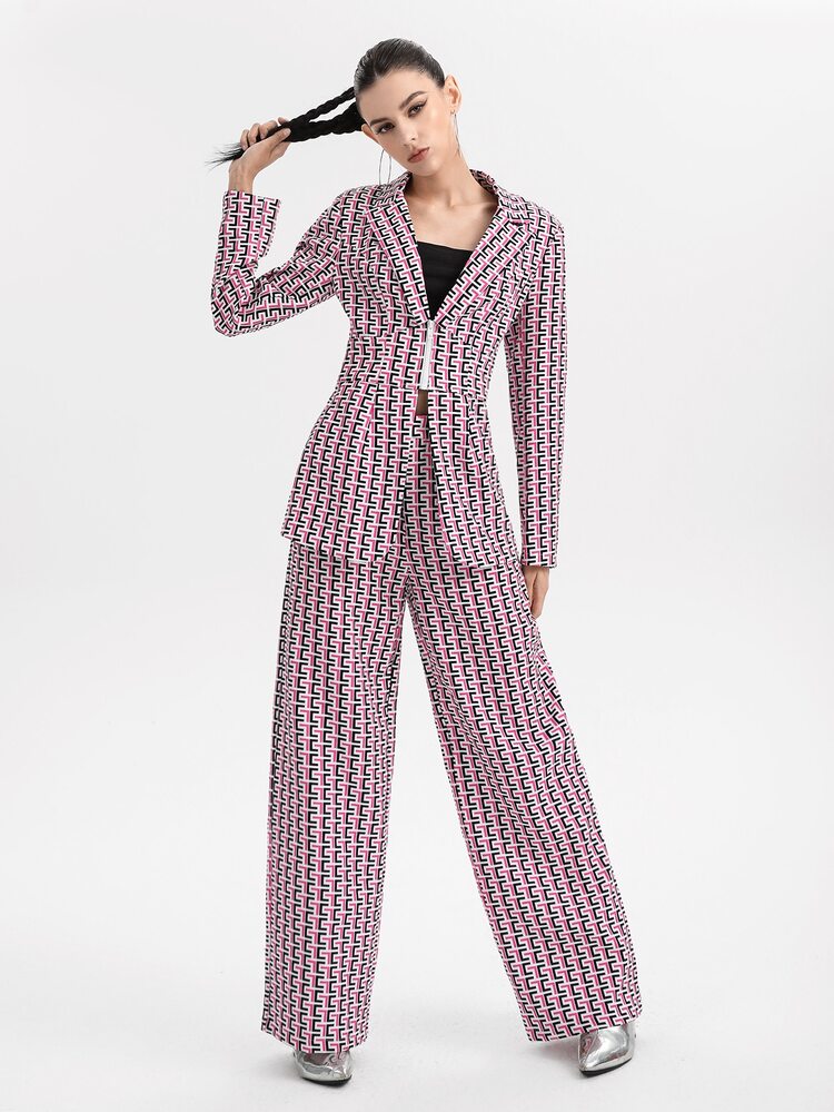 THE CELEBI Pantalones de pierna ancha con estampado geométrico - Multicolor - Añade 6