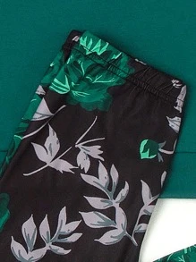 SHEIN 少女字母和花卉印花毛衣和緊身褲 - 墨綠色 - 查看 7