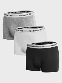 SHEIN Extended Sizes Men 3pcs Letter Tape Boxer Brief - Multicolor - View 1