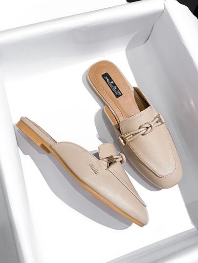 Mengshangli Women's Fashion Mule Slip-On Flat Shoes, Backless Loafer Mules