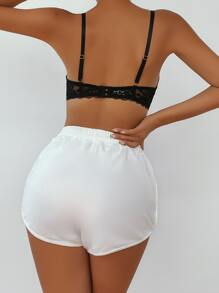 Contrast Lace Underwire Bra Lingerie - Black - View 2