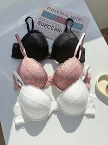 3pack Floral Lace Underwire Bra Set - Multicolor - View 6